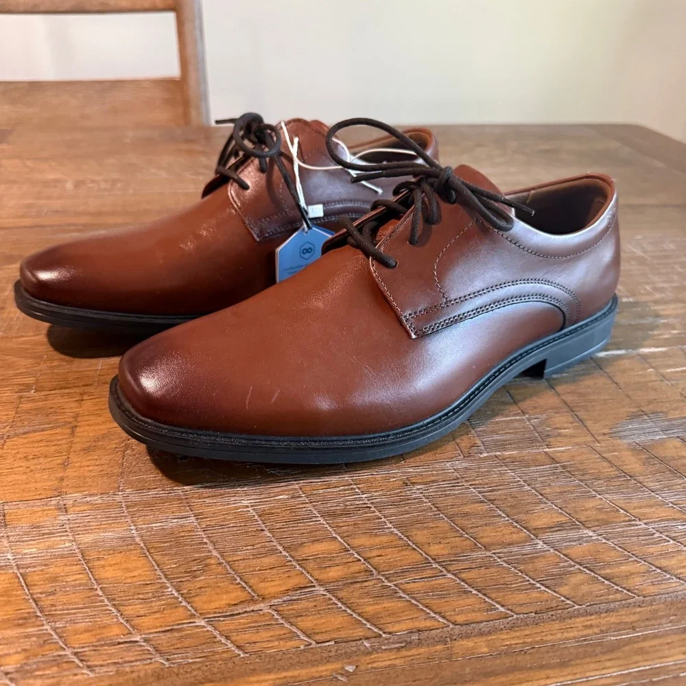 Nunn Bush Baxter PT OX Mens Cognac Leather Dress Shoes 9.5 M 81407-221